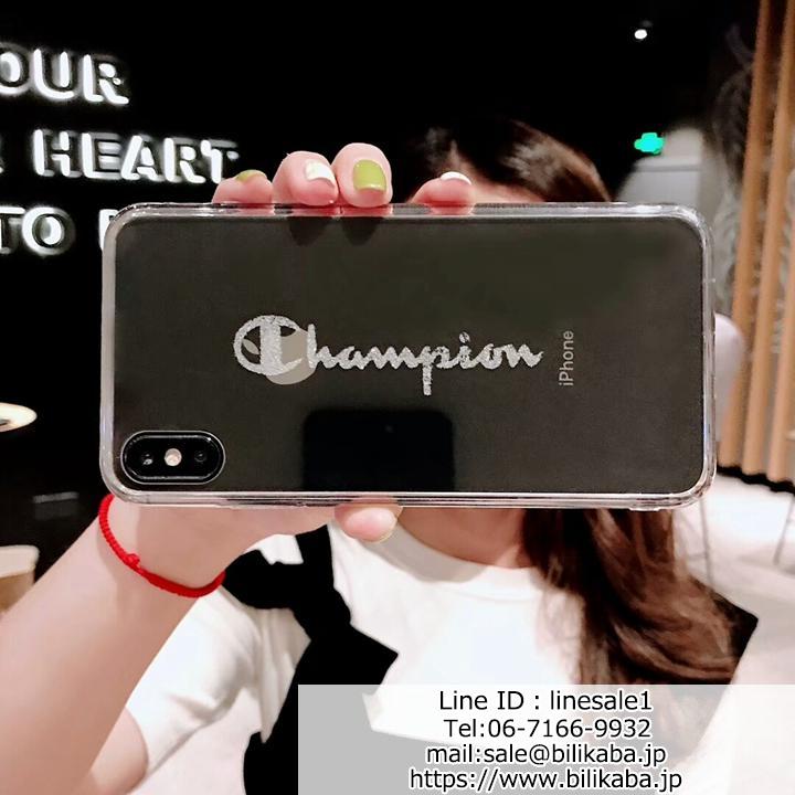 Championロゴキラキラ 透明iphone8plusケース