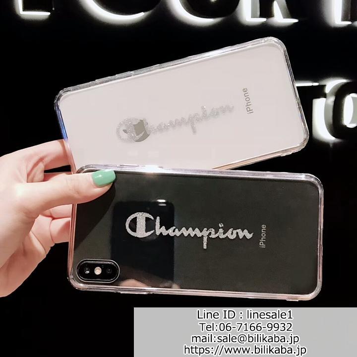 champion iphonexs maxケース 透明ガラス