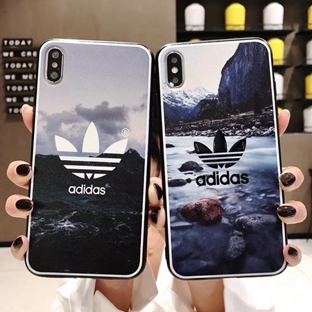 Adidas iPhoneX/XR ケース 三つ葉 浮き彫り